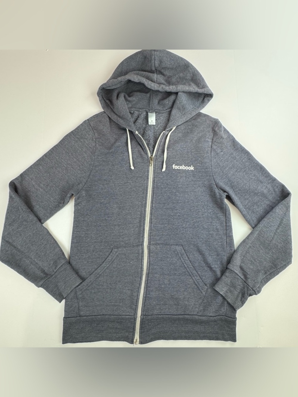 Alternative Full Zip Facebook Hoodie Sweatshirt Men's Medium Blue Y2K Techbro